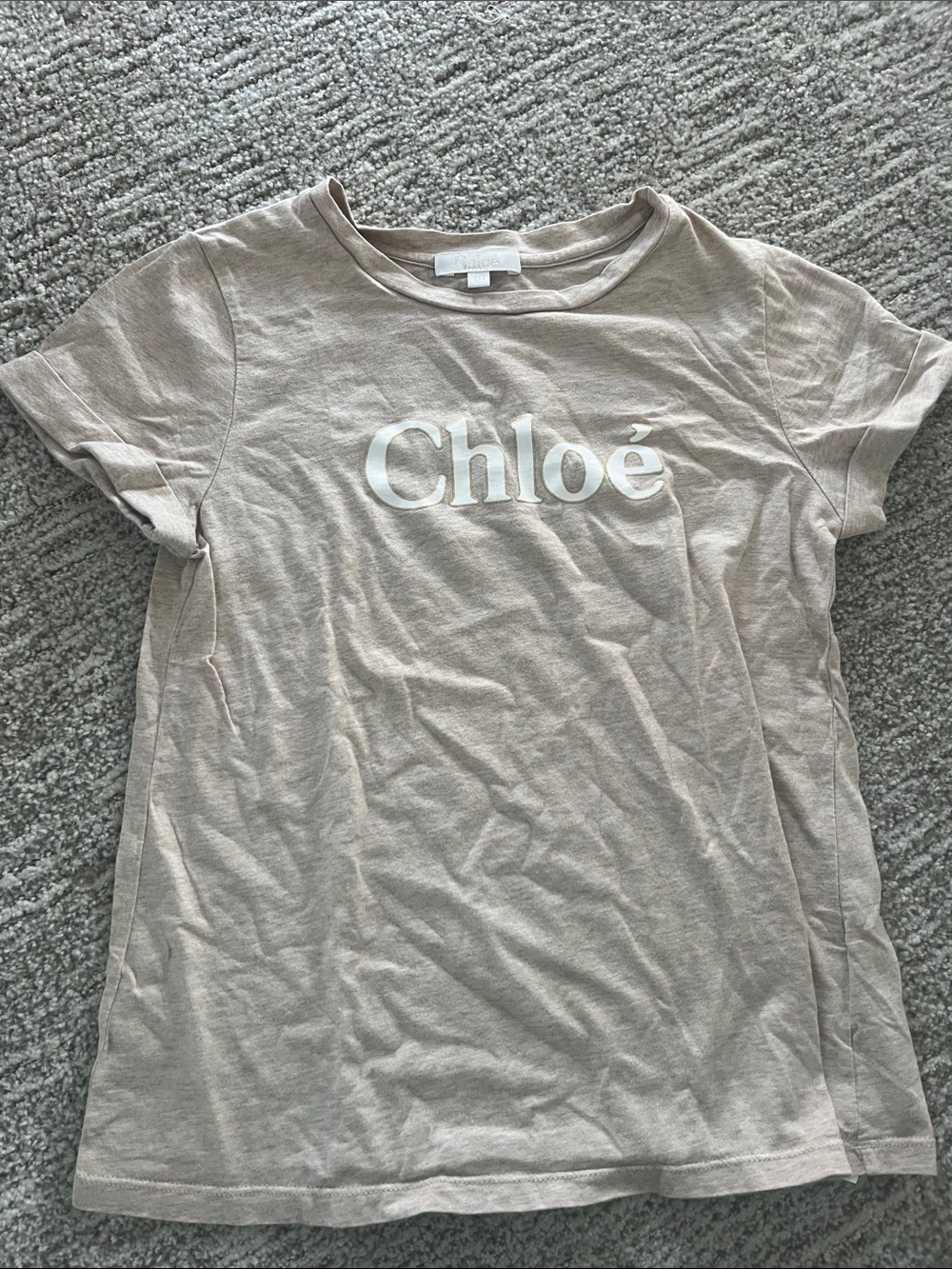 Chloé Beige Short Sleeve Logo Tee